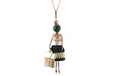 <p><span>Necklace pendant Gisel doll <strong>made in Italy</strong> handmade, the original! </span></p>
<p><span>Enriched with clothes, minutely manufactured and handcrafted, by experienced tailors. </span></p>
<p><span>Finished up with extreme attention to detail, every doll is a unique piece with a necklace, a heart shaped bag and a different fashion look according to its finish.</span></p>