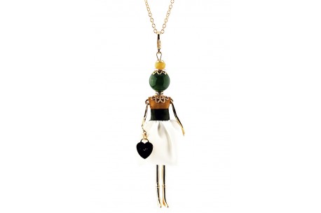 <p><span>Necklace pendant Gisel doll <strong>made in Italy</strong> handmade, the original! </span></p>
<p><span>Enriched with clothes, minutely manufactured and handcrafted, by experienced tailors. </span></p>
<p><span>Finished up with extreme attention to detail, every doll is a unique piece with a necklace, a heart shaped bag and a different fashion look according to its finish.</span></p>